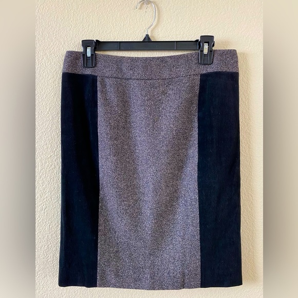 Gucci Vintage Knee Length Color-block Lined Black Grey Wool Pencil Skirt Size 6 - Picture 2 of 9